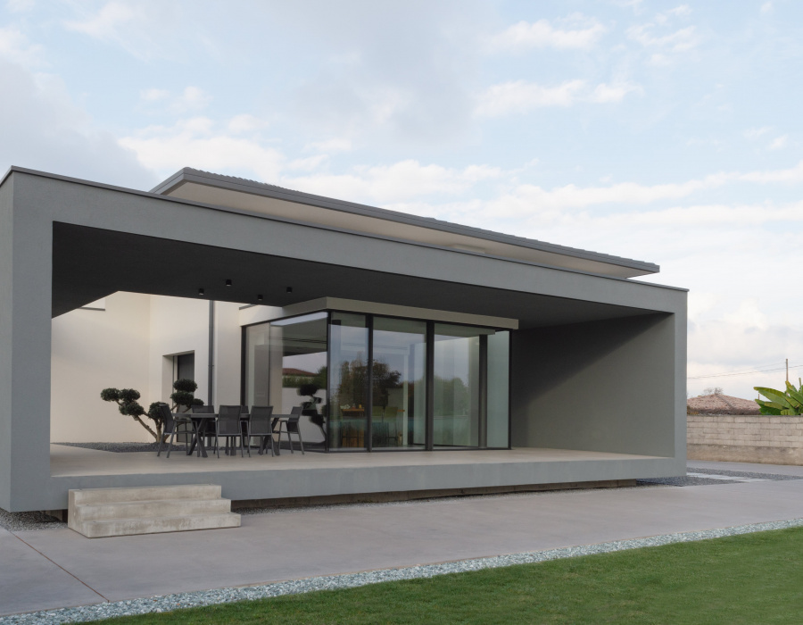 Pavilux pavimento industriale colore cemento. Casa F02, Rossano V.to VI. Project: Studio di architettura Scattola Simeoni 02