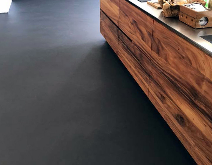 kitchen minimal micro cement floor design