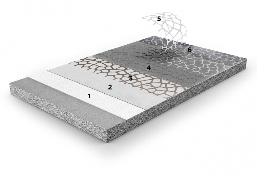 Render of an outdoor stencil spray concrete floor with decorative patterns, ideal for driveways and patios.