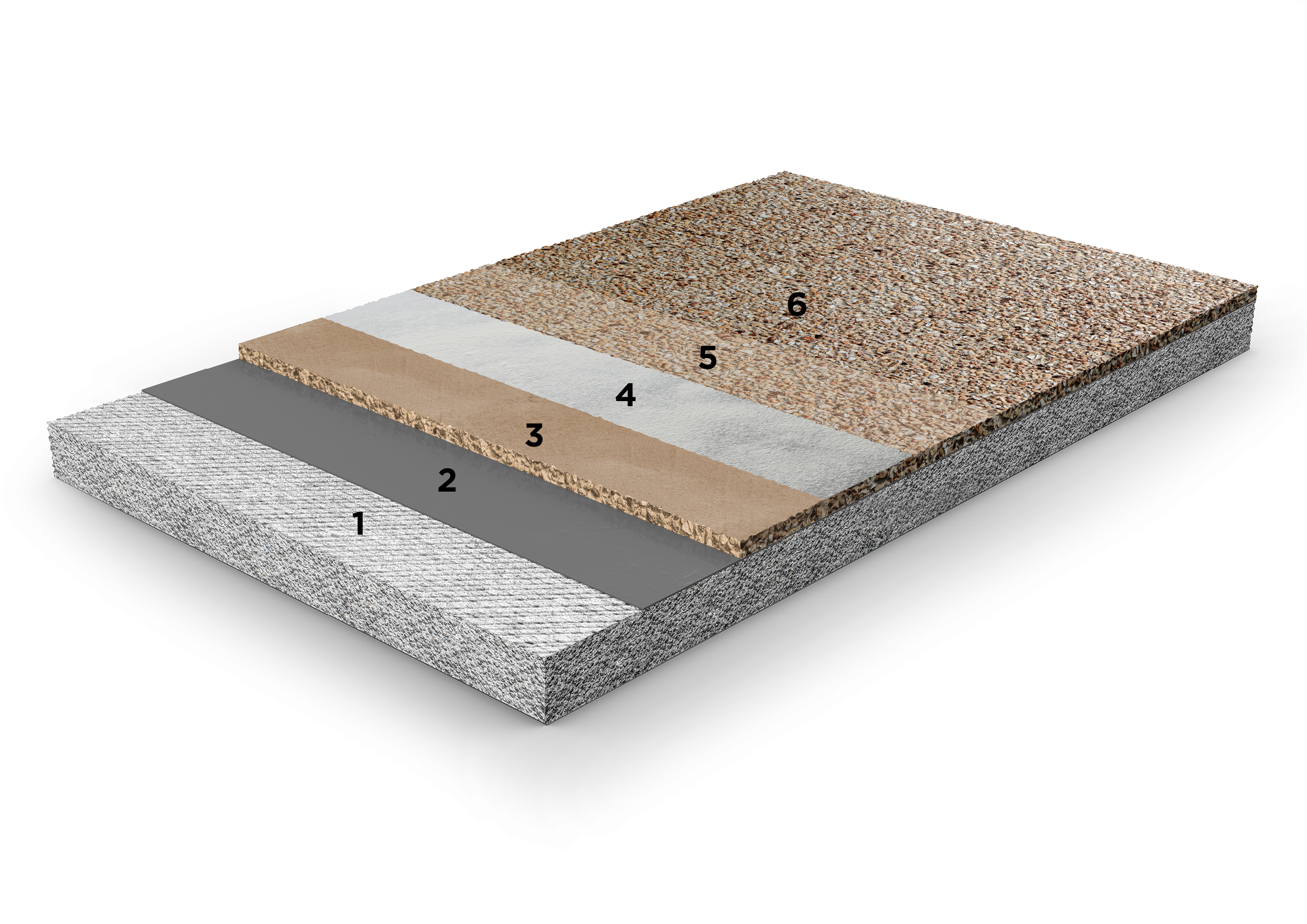 Render of a washed gravel floor, perfect for walkways, courtyards, and pool edges.