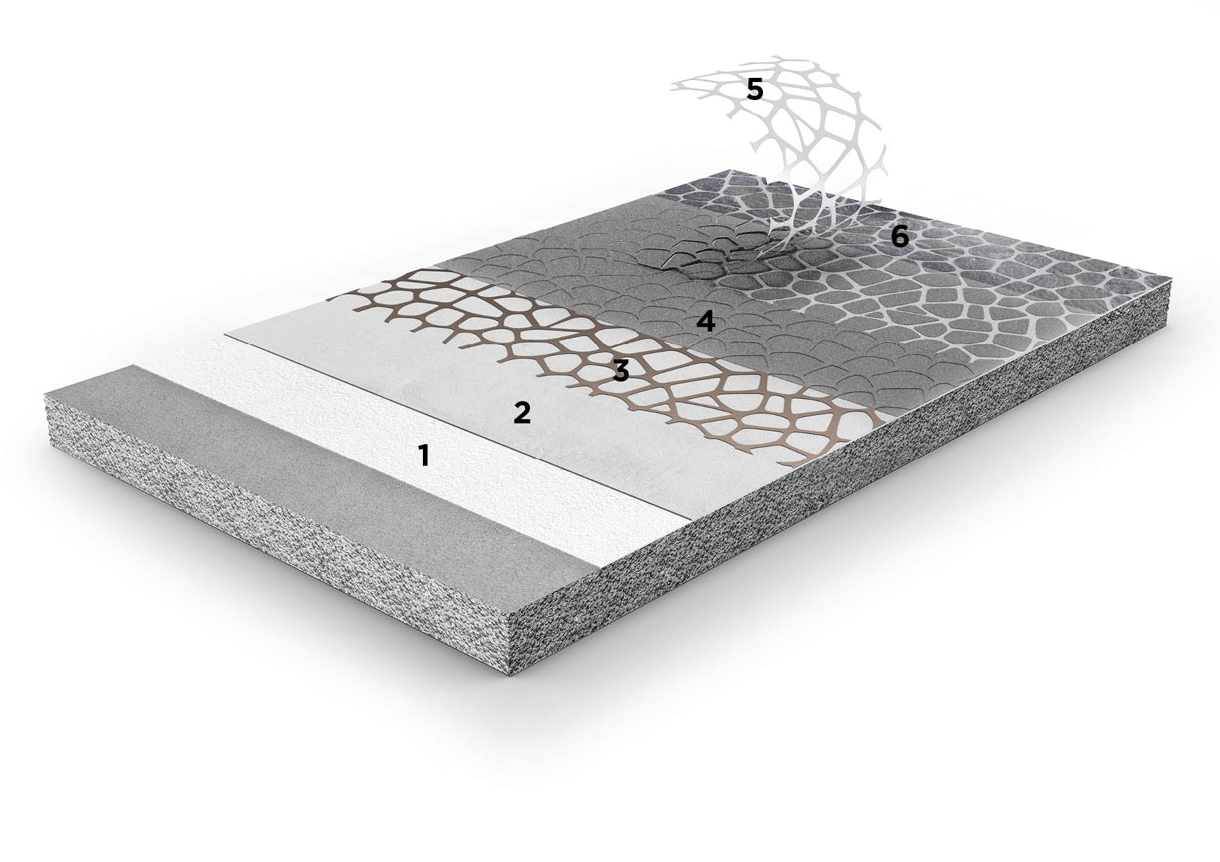 Render of an outdoor stencil spray concrete floor with decorative patterns, ideal for driveways and patios.